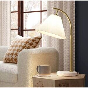 Scalloped Shade Table Lamp with Marble Base White - Threshold